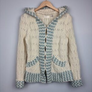 Anthropologie Sleeping on Snow Wool Chunky Hooded Knit Open Cardigan Sz M